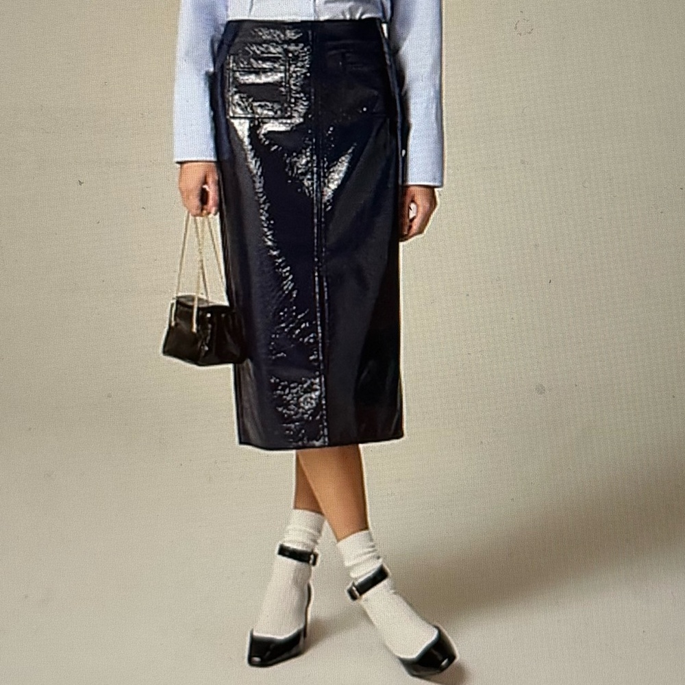 NWT - J.Crew navy blue faux patent vegan leather Size 2